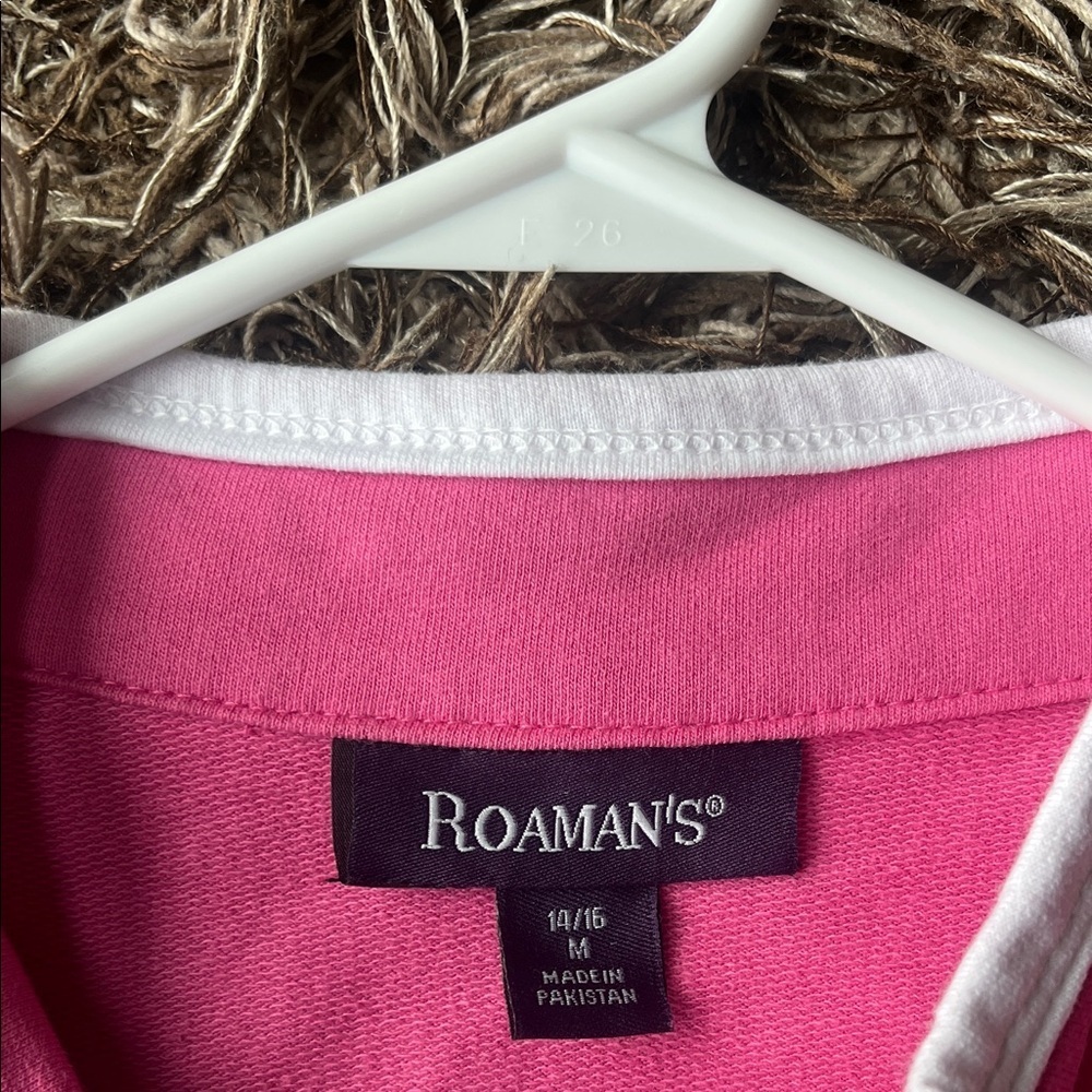 Roaman's Pink Utility Jacket with Gold Details Just Lovely and Ladylike - Picture 5 of 14